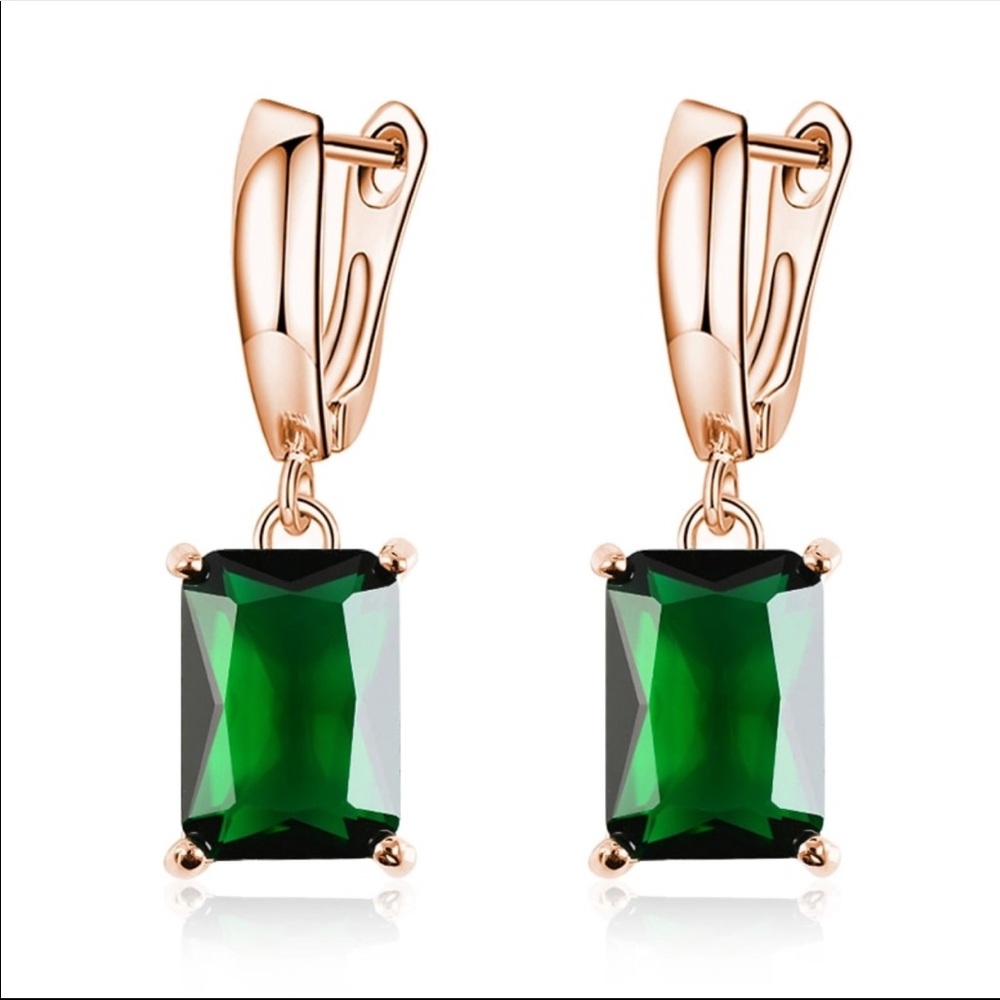 925 Sterling silver Square Shape Crystal Earrings